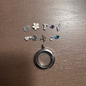 Origami Owl Elegant Silver Locket and charms